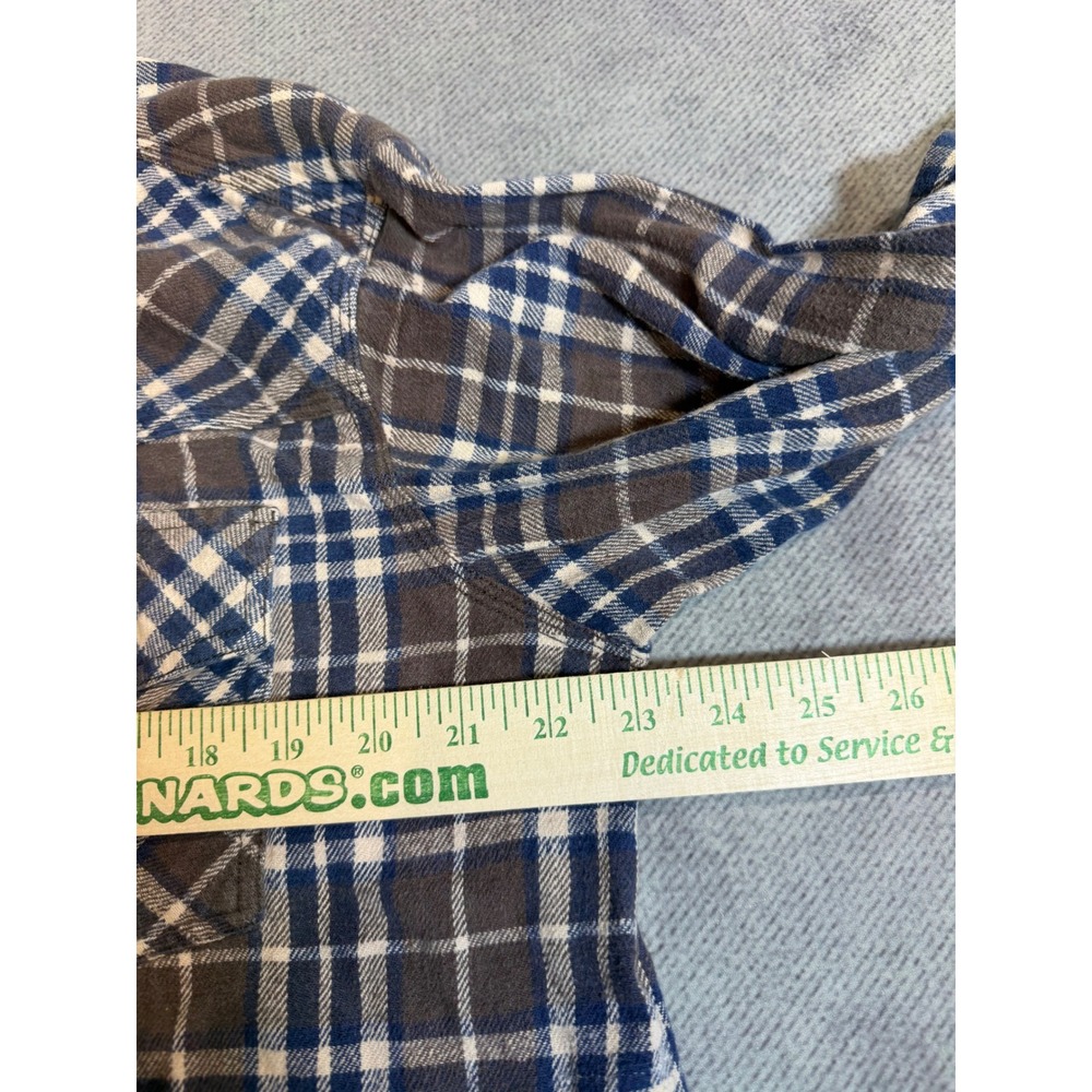 RedHead Mens Western Pearl Snap Flannel Shirt Brown Blue Plaid Large Long Sleeve - Picture 5 of 6